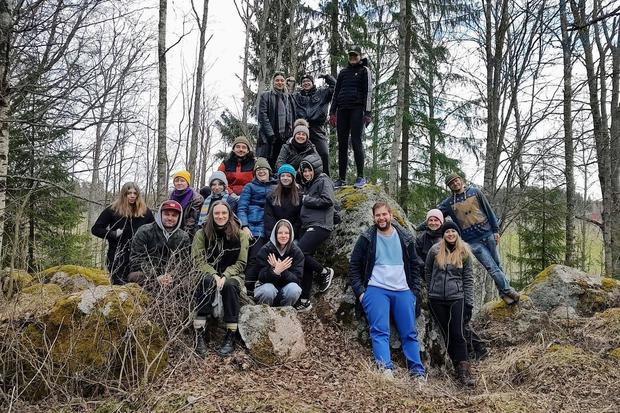 Slovenian group in the woods in Tampere spring 2023 